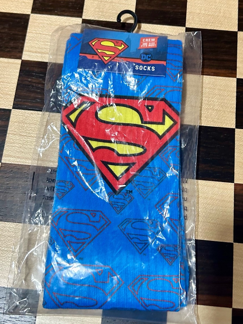 DC Blue Crew Socks with Red Superman Shield Pattern
